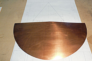 The copper was cut to size